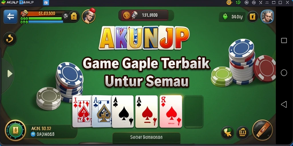 Screenshot gameplay <strong>AKUNJP</strong> menunjukkan keseruan bermain Gaple secara daring.